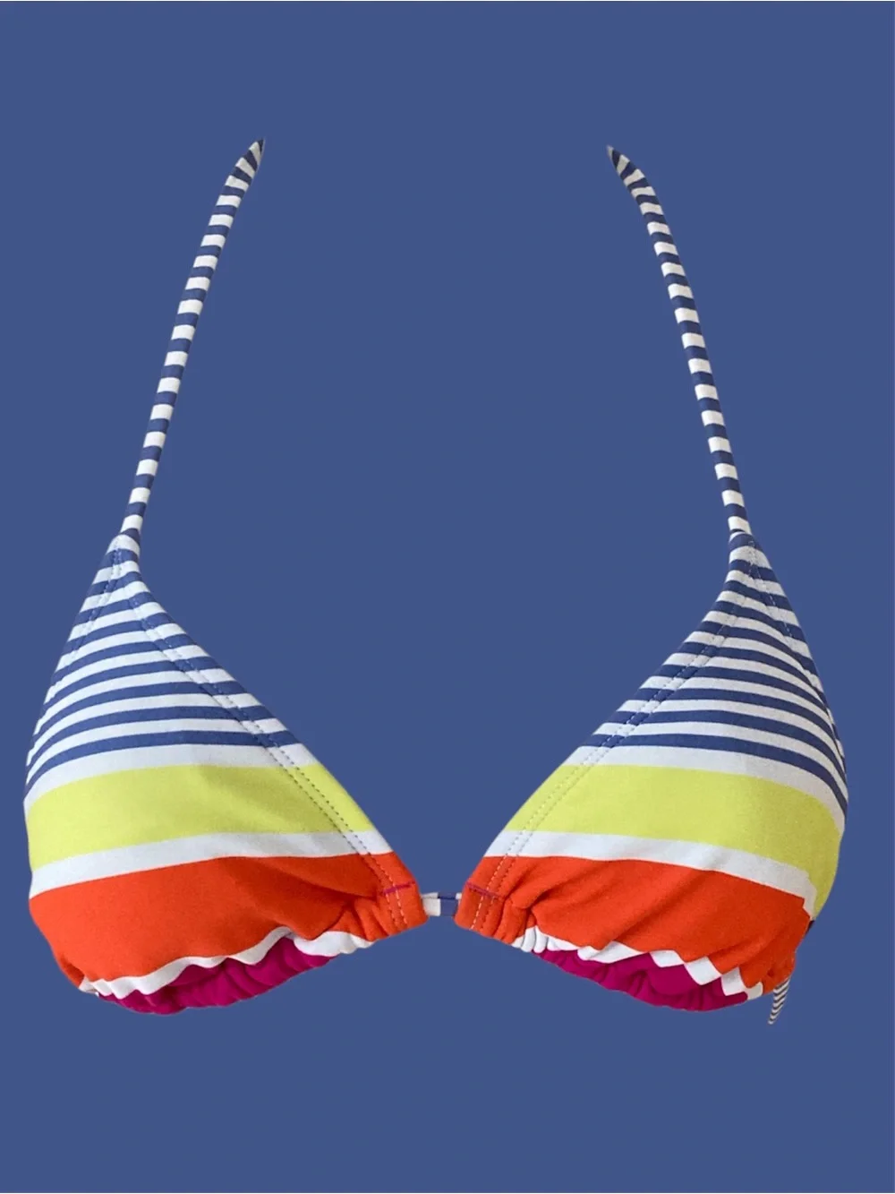 Roxy Junior's Sail Away Triangle Bikini Top multicolored stripes Small EUC